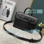 Copy L--V M46953 Black Embossed Steamer Messenger Bag 